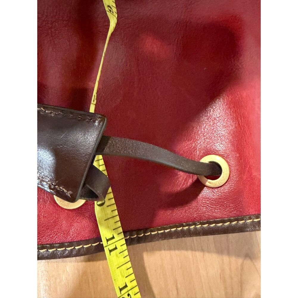 Dooney & Bourke Red Leather Drawstring Bucket Bag EUC - Picture 8 of 9